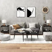 Ławy i stoliki kawowe - Lumarko Stoliki, 2 szt., czarne, 40x40x40 cm, materiał drewnopochodny - miniaturka - grafika 1