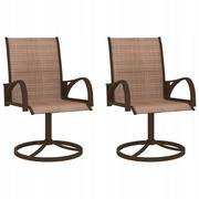 Fotele i krzesła ogrodowe - vidaXL Obrotowe krzesła ogrodowe, 2 szt., textilene i stal, brązowe - miniaturka - grafika 1