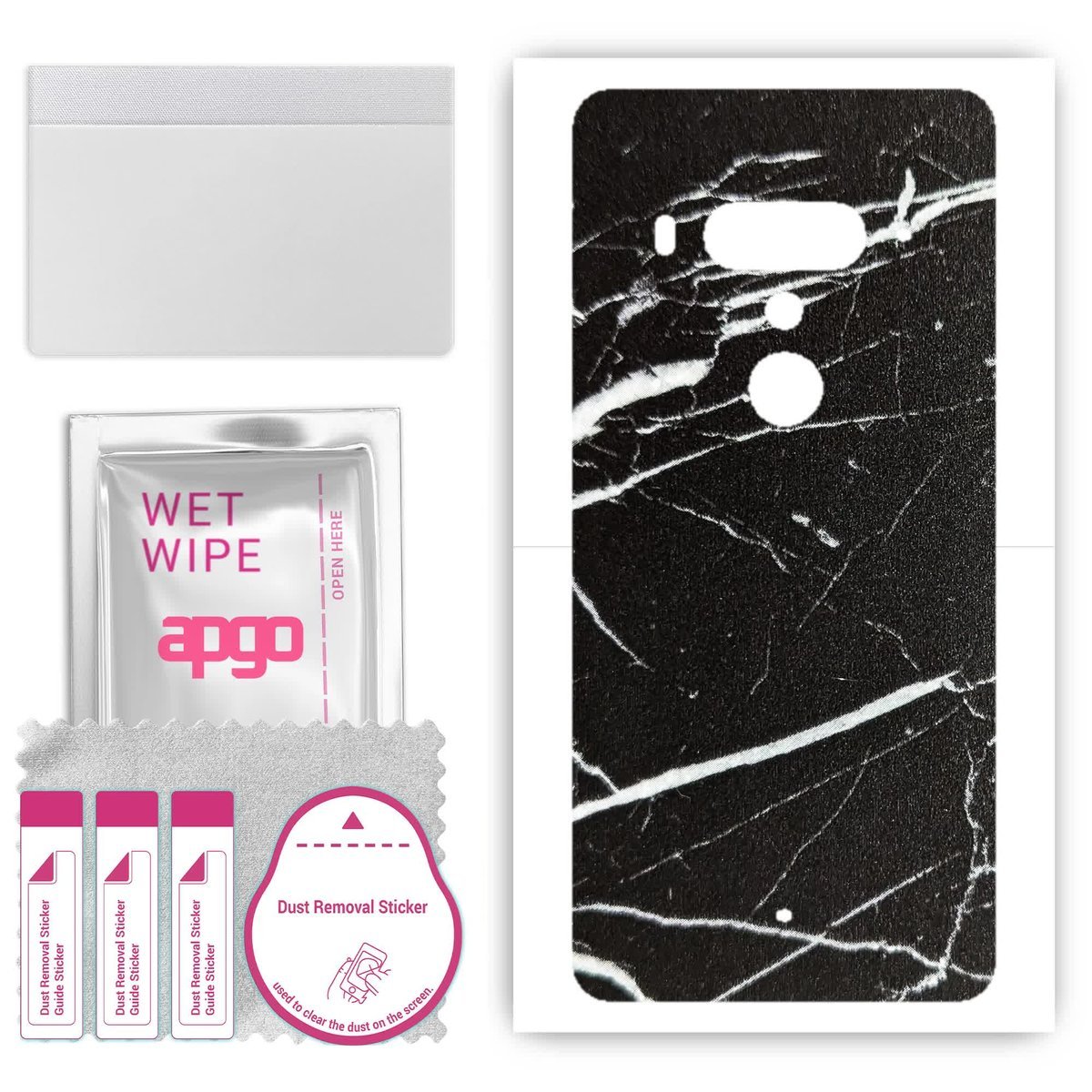 Folia naklejka skórka strukturalna na TYŁ do HTC U12 Plus - Marmur Ciemny - apgo SKINS