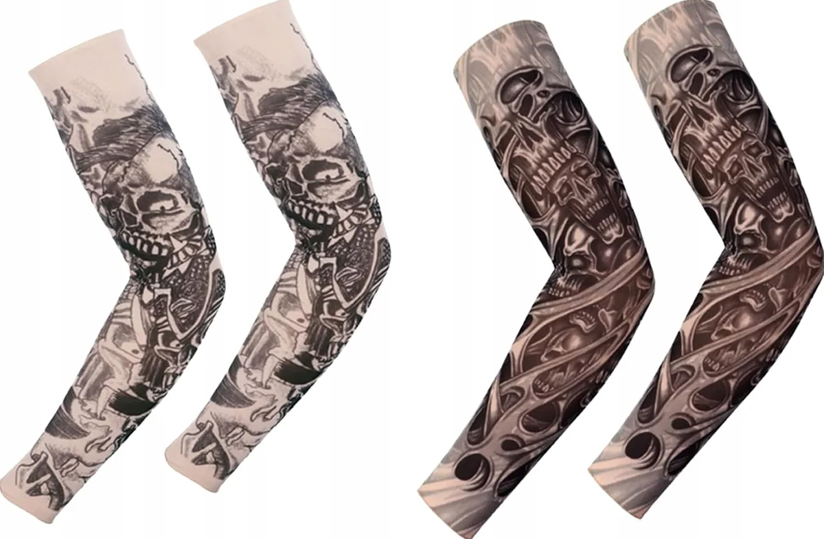 RĘKAWY TATUAŻ 4 SZTUKI ELASTYCZNE RĘKAWKI WZORY NYLON UNISEX