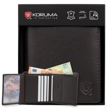 Bardzo Mały Portfel Męski Skórzany Karty Bilon Ochrona Rfid Koruma