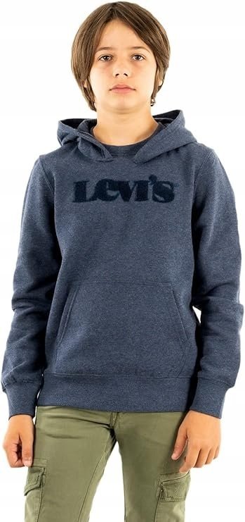 LEVIS BLUZA DZIECIĘCA Z KAPTUREM GRANATOWA Z NADRUKIEM 152 JPA