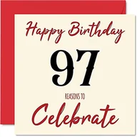Kartki okolicznościowe i zaproszenia - Zabawne kartki urodzinowe na 97. urodziny dla mężczyzn i kobiet – powody – kartka urodzinowa dla dziadka babci babci babci taty mamy, 145 mm x 145 mm kartki okolicznościowe, kartka na 97. urodziny - miniaturka - grafika 1