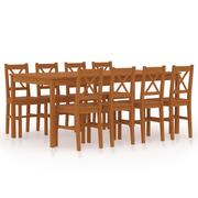 Stoły z krzesłami - vidaXL 9-częściowy zestaw mebli do jadalni, drewno sosny, miodowy brąz - miniaturka - grafika 1