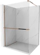 Ścianki i drzwi prysznicowe - Mexen Kioto+ ścianka prysznicowa z półką Walk-in 100 x 200 cm, transparent, różowe złoto - 800-100-121-60-00 - miniaturka - grafika 1