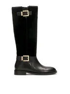 Kozaki damskie - Kozaki typu oficerki z zamszu i gładkiej skóry - 40 - miniaturka - grafika 1