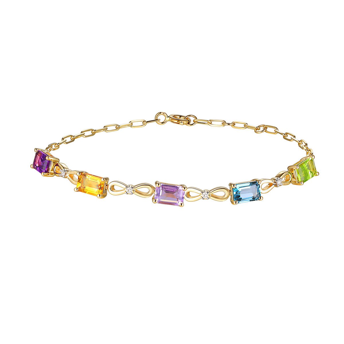 Bransoleta złota Au 585 z kamieniami 2,91ct i diamentami 0,03ct