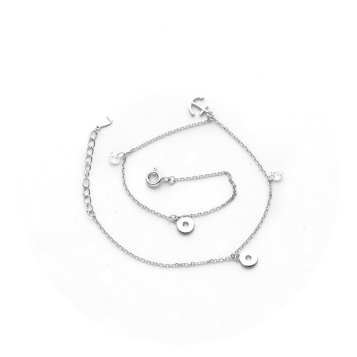 Srebrna bransoletka na nogę 925 Kotwica