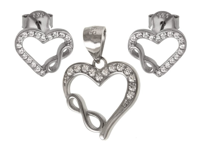 Komplet srebrny Serce i nieskończoność z0727- 2,8 g.
