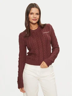 Guess Jeans Sweter W4BR13 Z3HN2 Bordowy Regular Fit - Swetry damskie - miniaturka - grafika 1