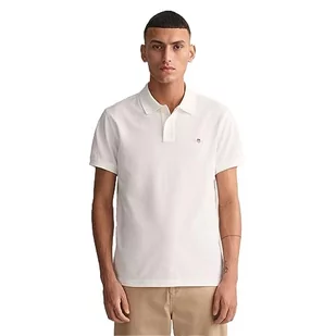 GANT Męska koszulka polo Slim Shield SS Pique, biała, standardowa, biały, L - Koszulki męskie - miniaturka - grafika 1