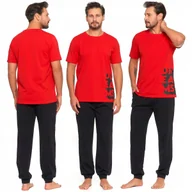 Piżamy damskie - PIŻAMA MĘSKA BAWEŁNIANA STYLOWA Z KRÓTKIM RĘKAWEM I SPODNIAMI MORAJ 3XL BLACK - miniaturka - grafika 1