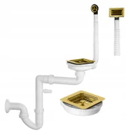 Syfony - SYFON DO ZLEWU ZŁOTY KWADRATOWY ODPŁYW PROSTOKĄTNY - miniaturka - grafika 1