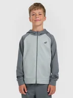 Bluzy dla chłopców - 4F Bluza sportowa rozpinana z kapturem chłopięca - szara 146/152 (10-12 lat) - miniaturka - grafika 1
