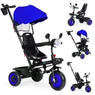 Rowerki trójkołowe - ROWEREK TRÓJKOŁOWY DLA DZIECI SPACERÓWKA 3W1 OBRACANE SIEDZISKO DASZEK NIEBIESKI ECOTOYS - miniaturka - grafika 1