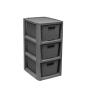 Szafki łazienkowe - Regał z koszykami rattan BQ-1725 3 x 7 l antracyt - miniaturka - grafika 1