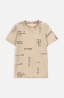 Koszulki dla chłopców - Coccodrillo t-shirt bawełniany dziecięcy kolor beżowy wzorzysty - miniaturka - grafika 1