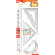 Przybory szkolne - Zestaw geometryczny 4 elementy linijka kątomierz ekierka Deli transparent - miniaturka - grafika 1