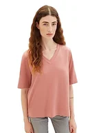 Koszulki i topy damskie - Podstawowy T-shirt damski TOM TAILOR z dekoltem w szpic, 32224-więdnąca róża, XL - miniaturka - grafika 1
