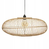 Lampy sufitowe - Lampa Wisząca Sufitowa Lekka Bambusowa Ażurowa Beżowa E27 25X60 CM - miniaturka - grafika 1