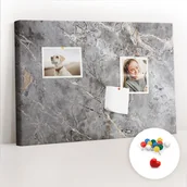 Tablice i flipcharty - Szkolna Tablica korkowa 60x40 cm, Kolorowe Pinezki, wzór Wzór marmurowy - miniaturka - grafika 1