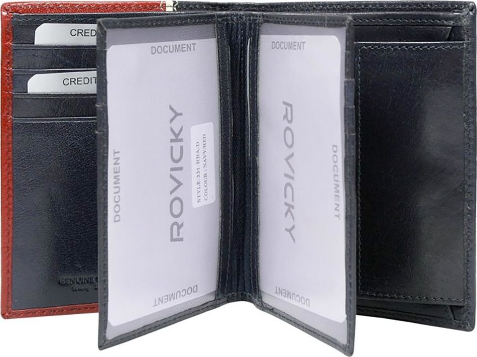 Rovicky Pionowy portfel męski dwukolorowy, skóra naturalna HQ Rovicky