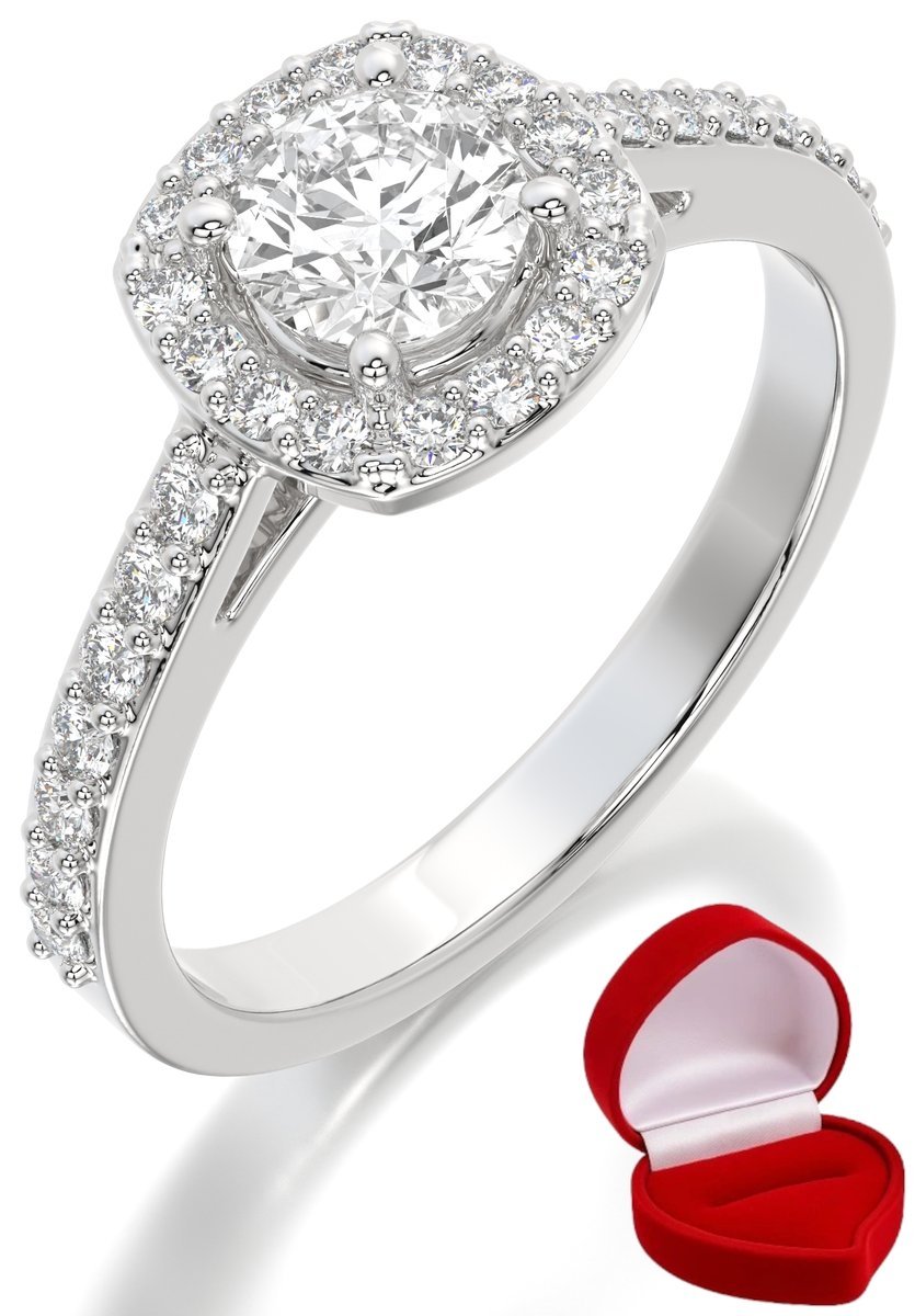 ZŁOTY PIERŚCIONEK ZARĘCZYNOWY 585 14k BRYLANT 0,50 ct BIAŁE ZŁOTO R16