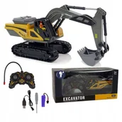 Zabawki zdalnie sterowane - Koparka zdalnie sterowana duża spychacz RC światło dźwięk koparko ładowarka - miniaturka - grafika 1