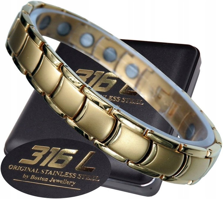 Złota Zdrowotna Bransoleta Bransoletka Męska Magnetyczna Mocne Magnesy