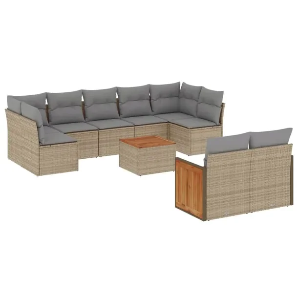 Zestaw mebli ogrodowych z rattanem PE, beżowy, wymiary: 62x62x69 cm, 55x62