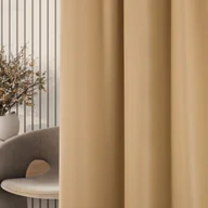 Zasłony - Zasłona zaciemniająca na taśmie marszczącej złocisty beż 140 x 280cm 1 szt. - miniaturka - grafika 1
