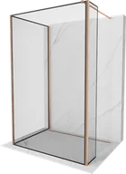 Ścianki i drzwi prysznicowe - Mexen Kioto ścianka prysznicowa Walk-in 140 x 70 x 30 cm, czarny wzór, miedź szczotkowana - 800-140-070-221-65-70-030 - miniaturka - grafika 1