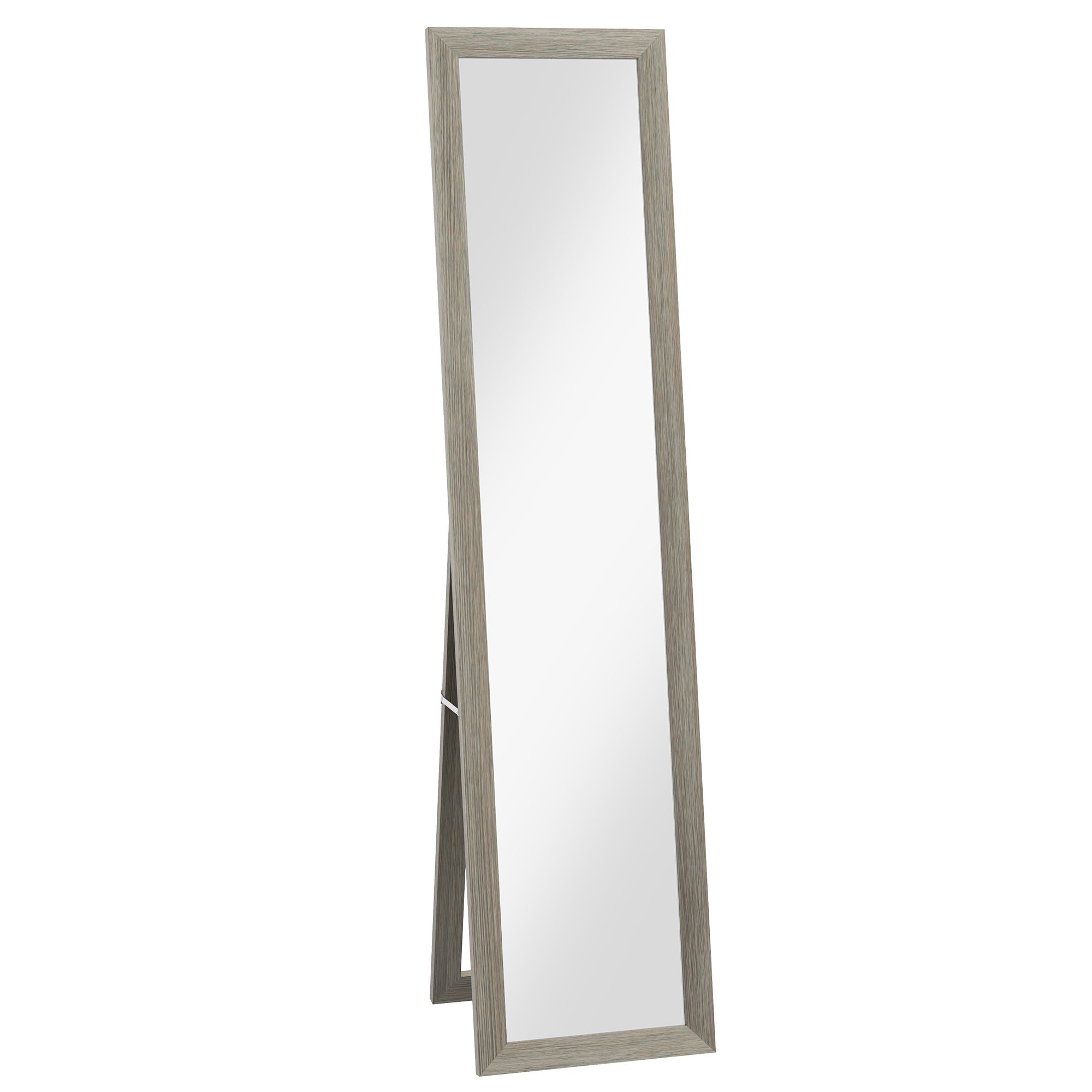 HOMCOM Lustro stojące, pełnowymiarowe lustro ze stojakiem, wolnostojące lustro ścienne, lustro do garderoby, lustro do sypialni, przedpokoju, aluminium, szare, 37 x 157 cm