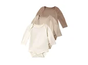 Body dla niemowląt - Lupilu Body niemowlęce z bawełny 3 sztuki biały/beżowy/brązowy 50/56 - miniaturka - grafika 1