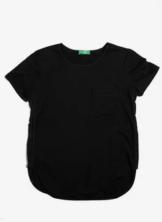 Koszulki i topy damskie - Benetton T-shirt w kolorze czarnym - grafika 1