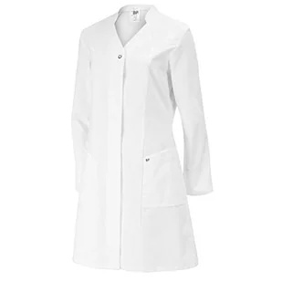 BP 4866-130-21-46 płaszcz damski, długi rękaw, stójka z dekoltem w serek, 205,00 g/m² czysta bawełna, kolor biały, 46 - Płaszcze damskie - miniaturka - grafika 1