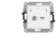 Gniazdka elektryczne - Karlik ICON Mechanizm gniazda antenowego poj. typu F SAT + gniazda komp. poj. 1xRJ45, kat. 5e, 8-stykowy biały IGFK-1 - miniaturka - grafika 1