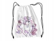 Torby szkolne - WOREK DO SZKOŁY WF/BUTY UNICORNE KONIE+IMIĘ - miniaturka - grafika 1