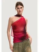 Koszulki i topy damskie - Desigual Podkoszulek TS_BRATISLAVA Czerwony Casual Fit - miniaturka - grafika 1