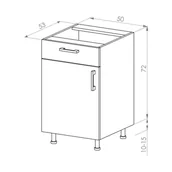 Meble kuchenne - Bari Plus Szafka Dolna Lewa D1S-50_Blum Dąb Kamienny - miniaturka - grafika 1