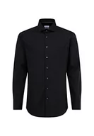 Koszule męskie - Seidensticker Męska koszula z napisem 'Regular Fit', Czarny, 46 PL - miniaturka - grafika 1