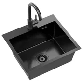 Zlewozmywaki z baterią - Zlewozmywak MYQ LEO 10 LEO10BS3 + Bateria GANGES GAN000BS3 Czarny - miniaturka - grafika 1