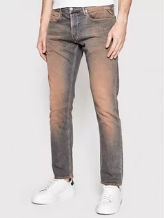 Spodnie męskie - Replay Jeansy M1008.000.573 H05 Pomarańczowy Slim Fit - grafika 1