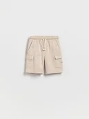 Spodenki dla niemowląt - Reserved - Bawełniane szorty cargo - beżowy - miniaturka - grafika 1