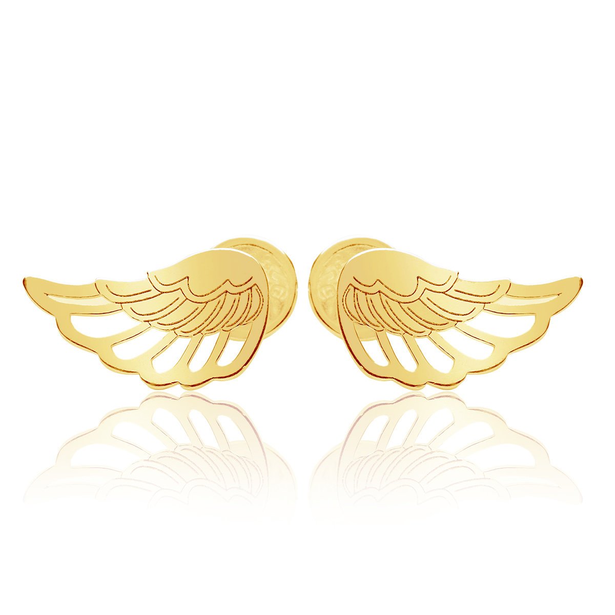 Kolczyki skrzydła sztyft pozłacane