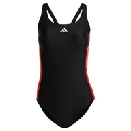 Stroje kąpielowe - adidas Damski strój kąpielowy w kolorowe bloki, czarny/jasnoczerwony, 76 cm, Czarny/jasnoczerwony, 152 - miniaturka - grafika 1