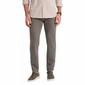 Spodnie męskie - Spodnie męskie chino z delikatną teksturą ciemnobeżowe V1 OM-PACP-0188 L - miniaturka - grafika 1