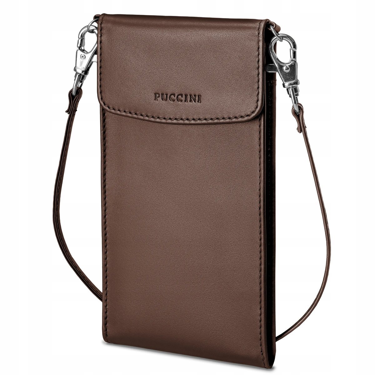 Torebka Damska Skórzana Na Telefon Crossbody Brązowa PUCCINI VC92525-2