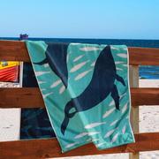 Ręczniki - Ręcznik DOLPHIN kolor turkusowy przód welur, tył frotte 90x180 decoking - miniaturka - grafika 1