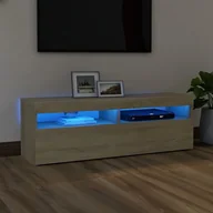 Szafki RTV - Szafka pod TV z oświetleniem LED, dąb sonoma, 120x35x40 cm - miniaturka - grafika 1